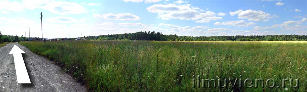 Дорога через поле к гостевому дому, а тур базы рядом